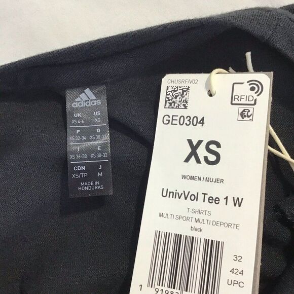 New Adidas Activewear Logo TShirt MultiSport Black Women's XS - Picture 3 of 7